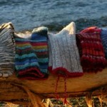 vancouver beach log with knitted
